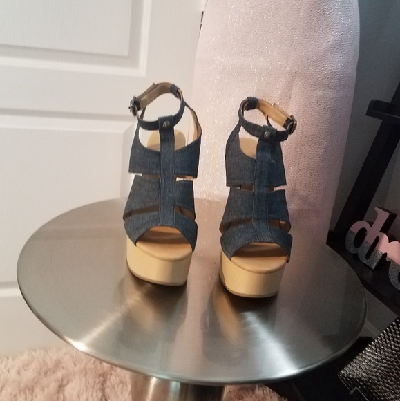 New Calvin Klein denim chunky heels - Picture 3 of 7